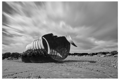 Mary's shell, Cleveley's beach near Blackpool, UK  (BW)
